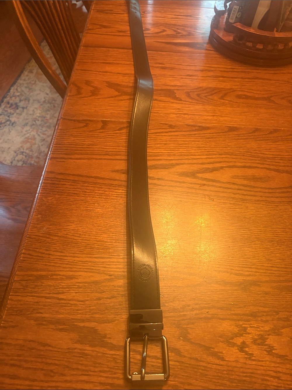 True Religion Men's Black/Brown Leather Belt with twistable black Buckle